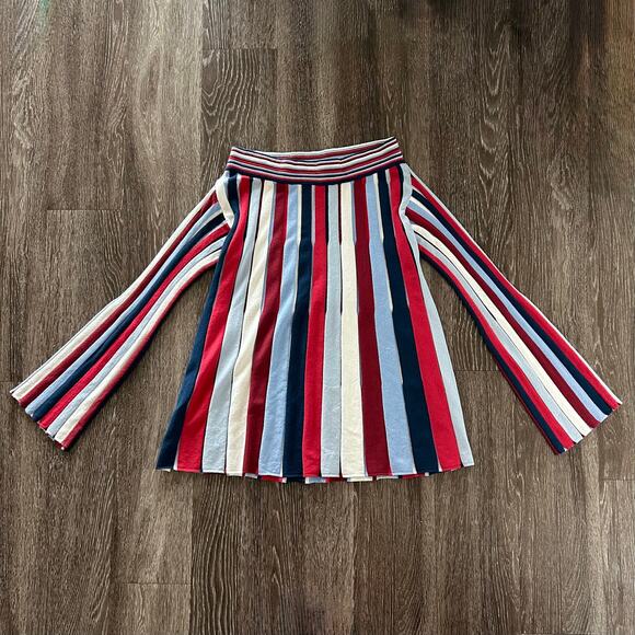 B8 Devotion Italy Multicolor Striped Knit Long Sleeve Flare Hem Top Size M - Picture 1 of 13